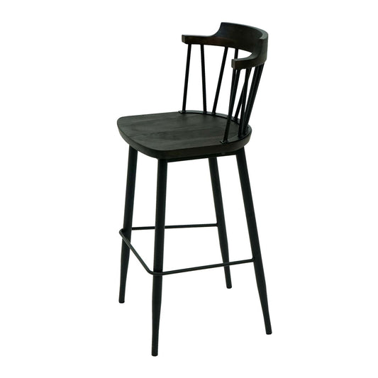 Cosmo Casa - Set van 2 Barkrukken - Retro - Hout & Metaal - Antraciet