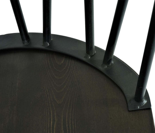 Cosmo Casa - Set van 2 Barkrukken - Retro - Hout & Metaal - Antraciet