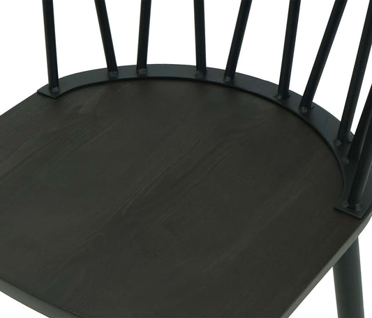 Cosmo Casa - Set van 2 Barkrukken - Retro - Hout & Metaal - Antraciet