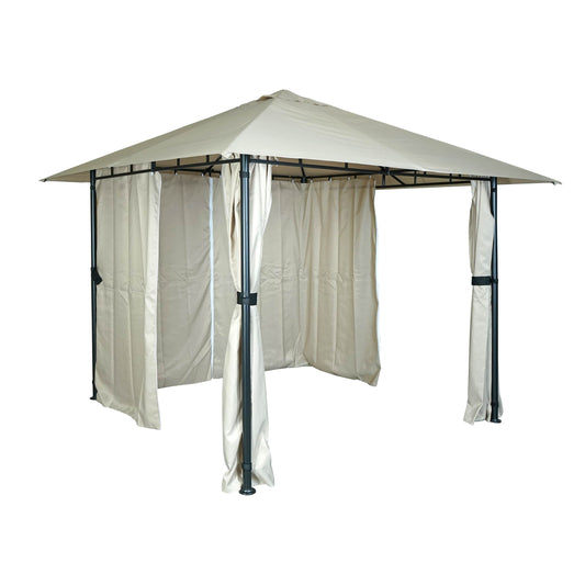 Cosmo Casa - Pergola - Met zijwand - Aluminium - Crème-Beige - 3×3 m