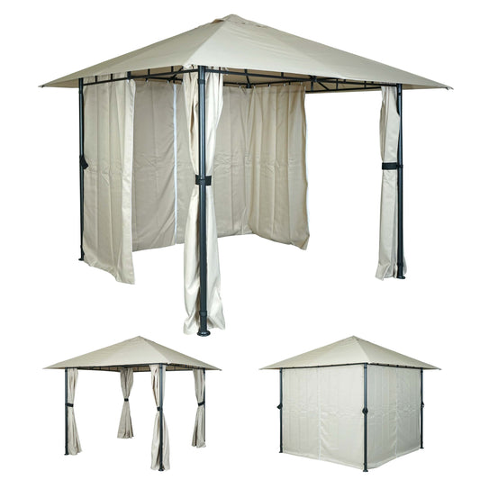 Cosmo Casa - Pergola - Met zijwand - Aluminium - Crème-Beige - 3×3 m