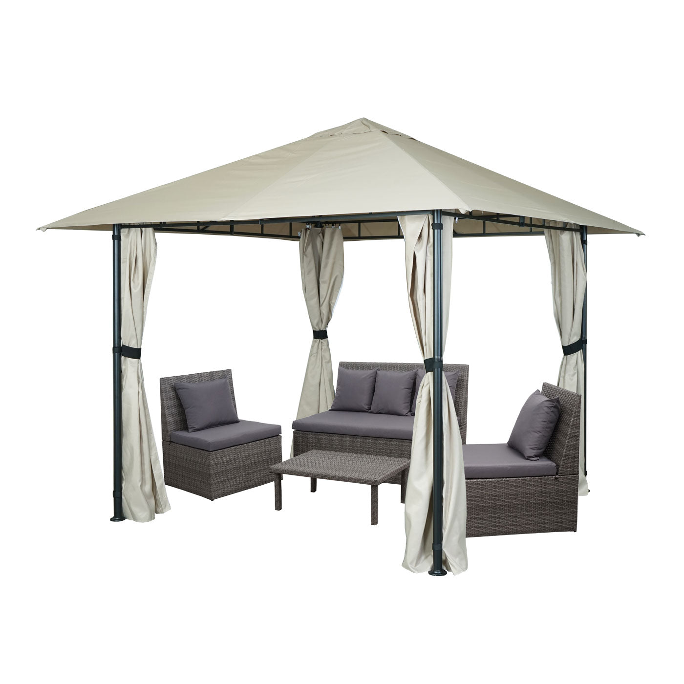 Cosmo Casa - Pergola - Met zijwand - Aluminium - Crème-Beige - 3×3 m
