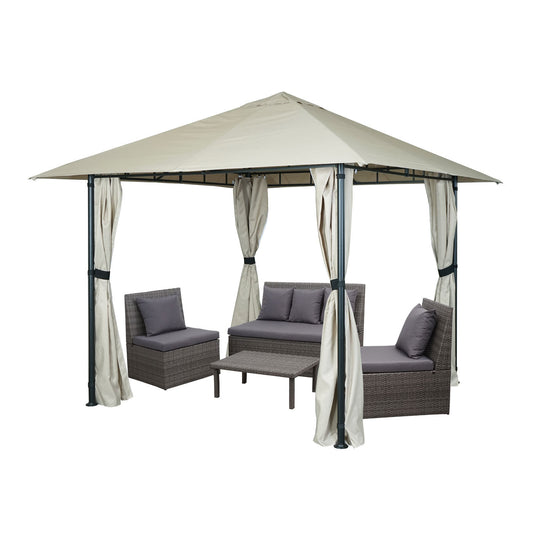 Cosmo Casa - Pergola - Met zijwand - Aluminium - Crème-Beige - 3×3 m