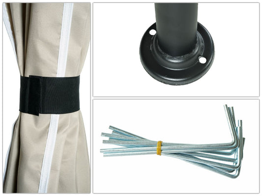 Cosmo Casa - Pergola - Met zijwand - Aluminium - Crème-Beige - 3×3 m