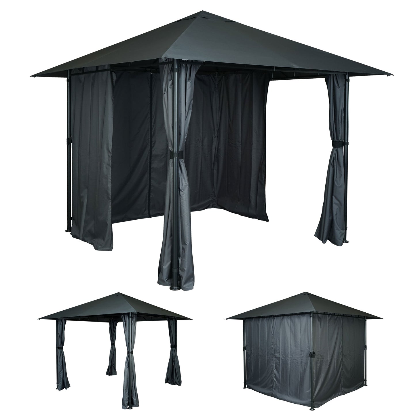 Cosmo Casa - Pergola - Met zijwand - Aluminium - Antraciet - 3×3 m