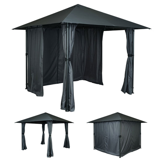 Cosmo Casa - Pergola - Met zijwand - Aluminium - Antraciet - 3×3 m