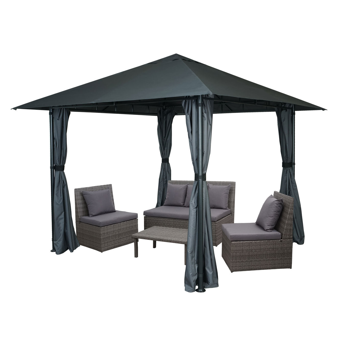 Cosmo Casa - Pergola - Met zijwand - Aluminium - Antraciet - 3×3 m