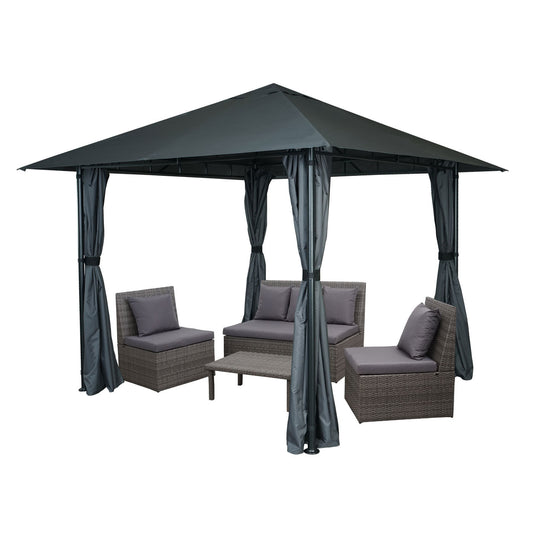 Cosmo Casa - Pergola - Met zijwand - Aluminium - Antraciet - 3×3 m