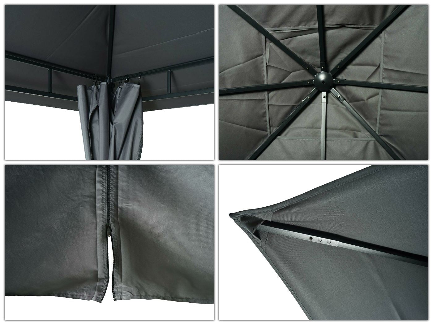 Cosmo Casa - Pergola - Met zijwand - Aluminium - Antraciet - 3×3 m