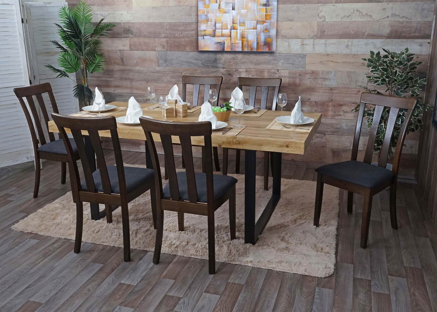 Cosmo Casa - Set van 2 Eetkamerstoelen - Massief - Textiel & Hout - Donkergrijs