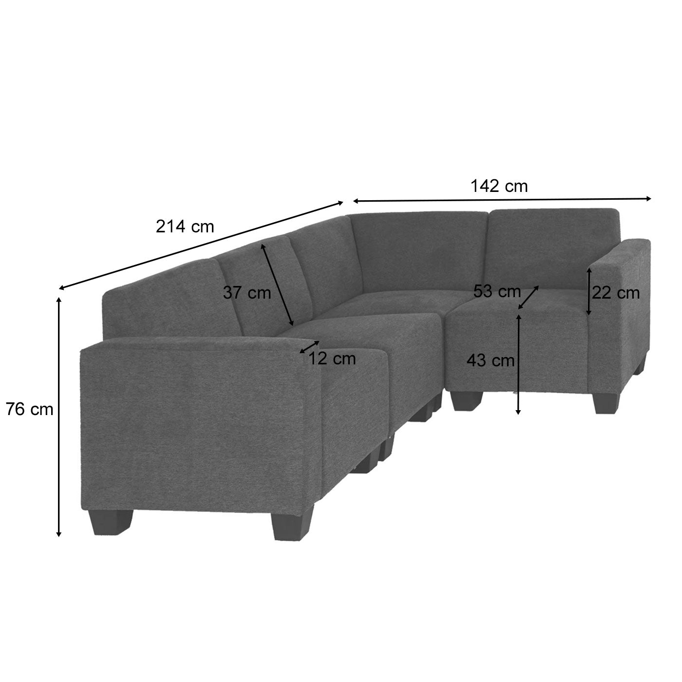Cosmo Casa - Banksysteem - Modulair 4-1-1 opstelling - Stof textiel - Bruin