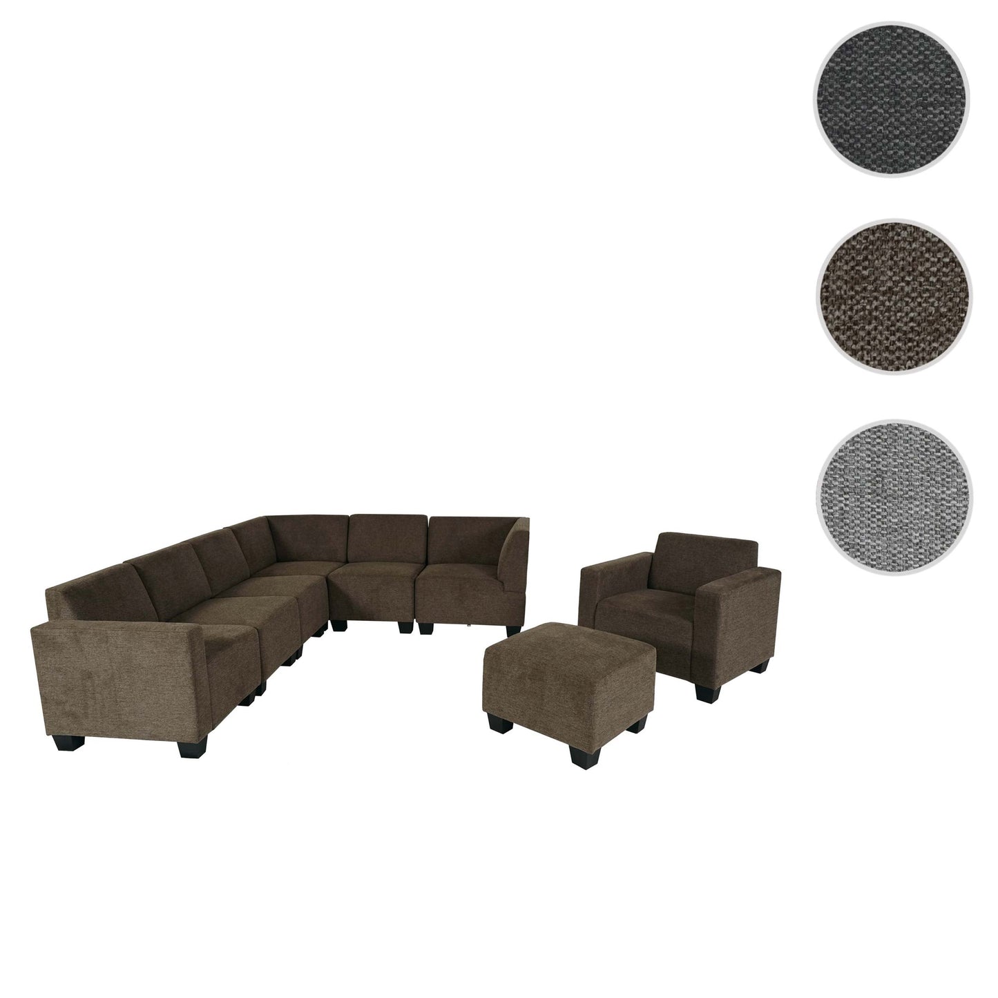 Cosmo Casa - Banksysteem - Modulair 6-1-1 opstelling - Stof textiel - Bruin