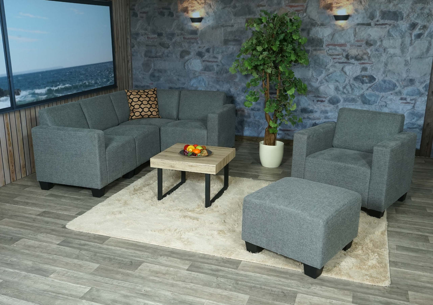 Cosmo Casa - Banksysteem - Modulair 4-1-1 opstelling - Stof textiel - Grijs