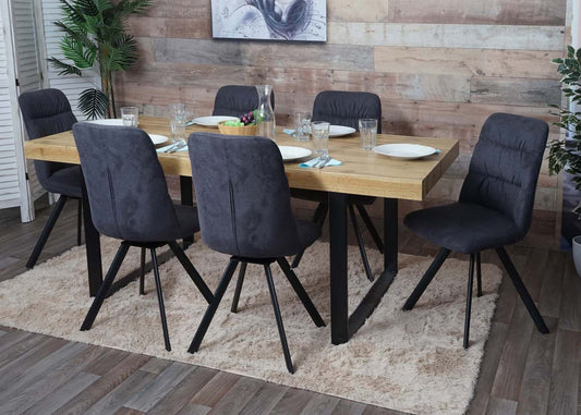 Cosmo Casa - Set van 2 Eetkamerstoelen - Draaibaar - Fluweel - Antraciet