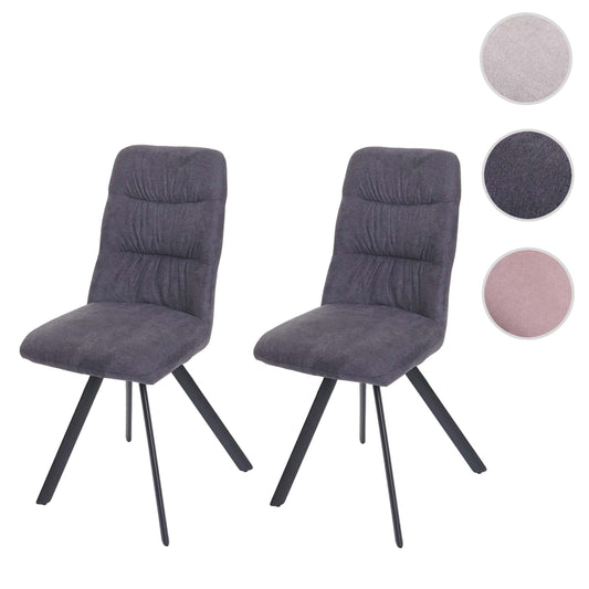Cosmo Casa - Set van 2 Eetkamerstoelen - Draaibaar - Fluweel - Antraciet