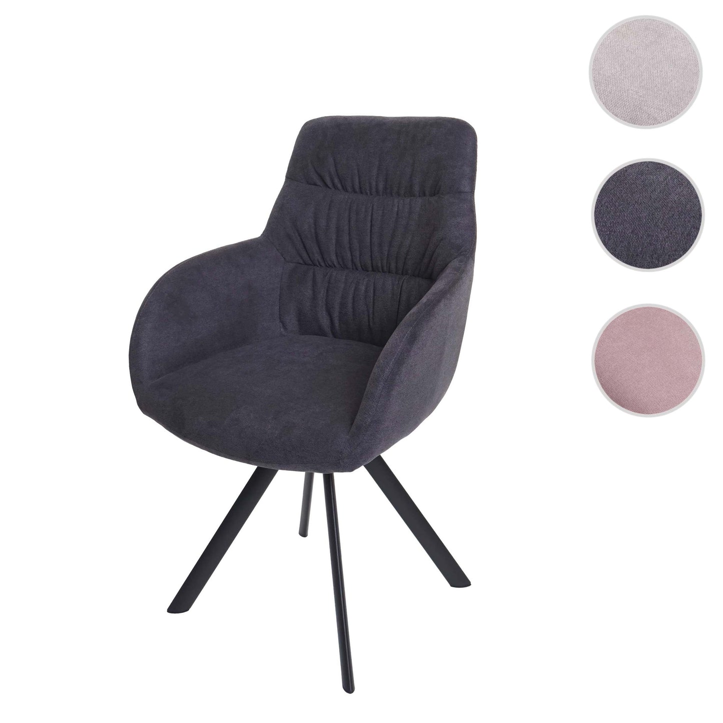 Cosmo Casa - Eetkamerstoel - Draaibaar - Fluweel - Antraciet
