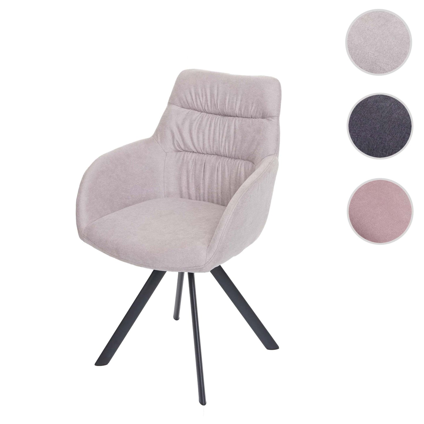 Cosmo Casa - Eetkamerstoel - Draaibaar - Fluweel - Crème-Beige