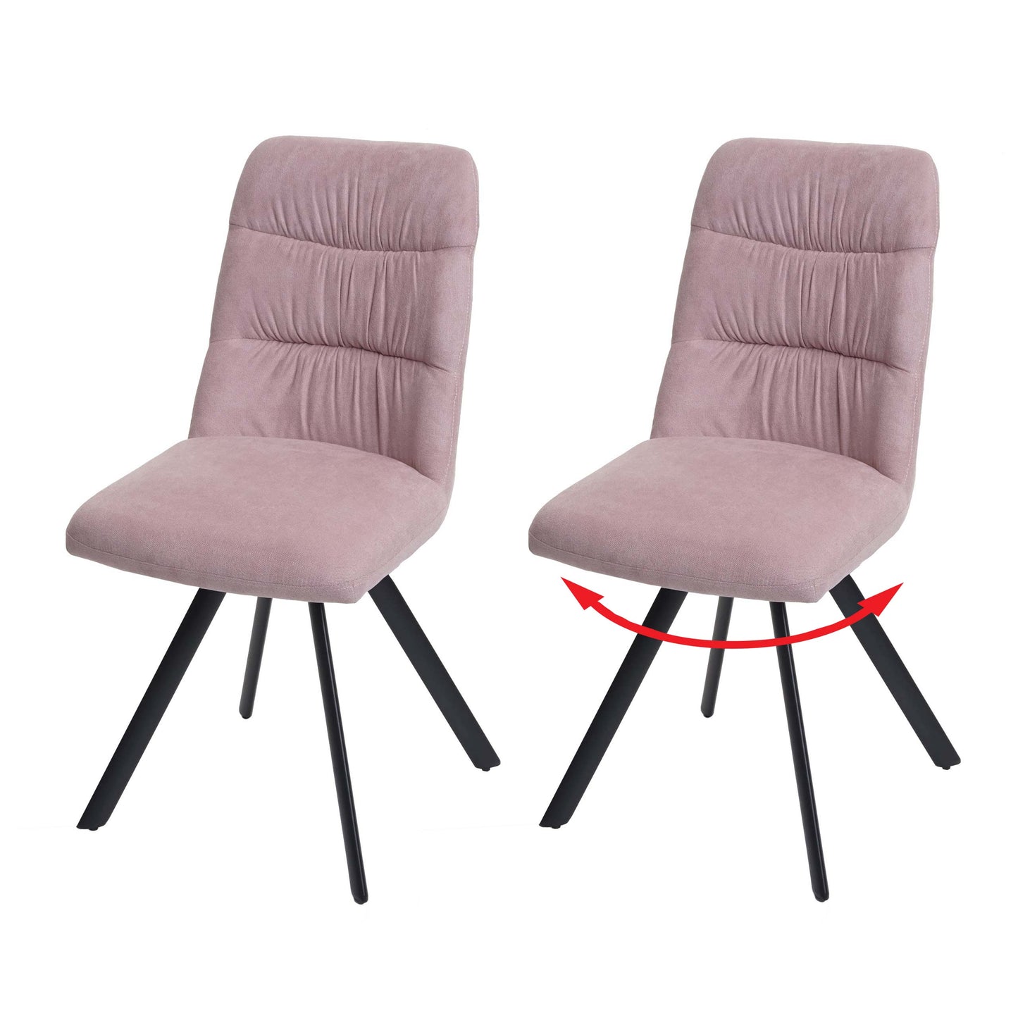 Cosmo Casa - Set van 2 Eetkamerstoelen - Draaibaar - Fluweel - Roze