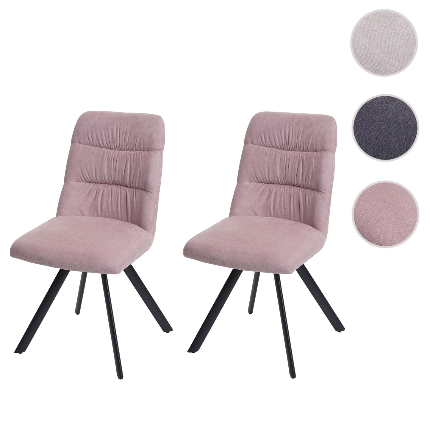 Cosmo Casa - Set van 2 Eetkamerstoelen - Draaibaar - Fluweel - Roze