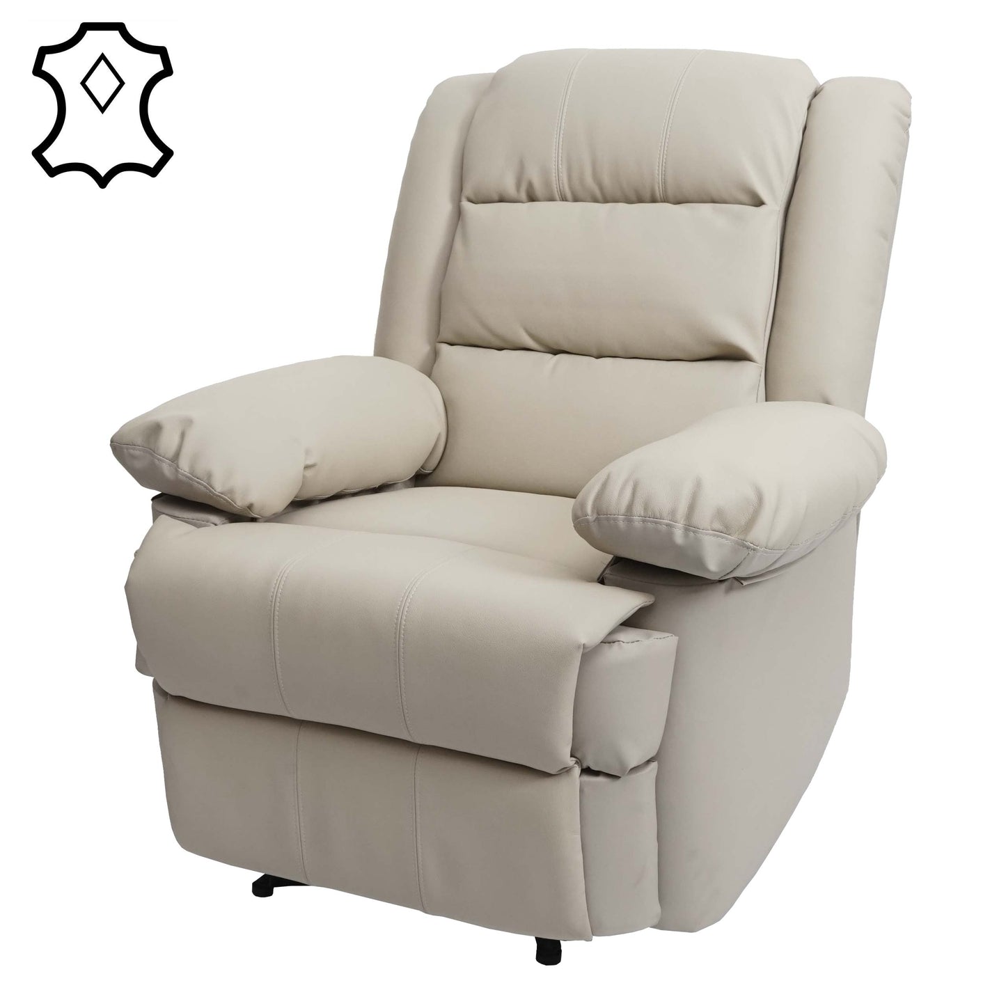 Cosmo Casa - TV-Fauteuil - Ligfunctie - Leer & Kunstleer - Crème - 101×87×100 cm