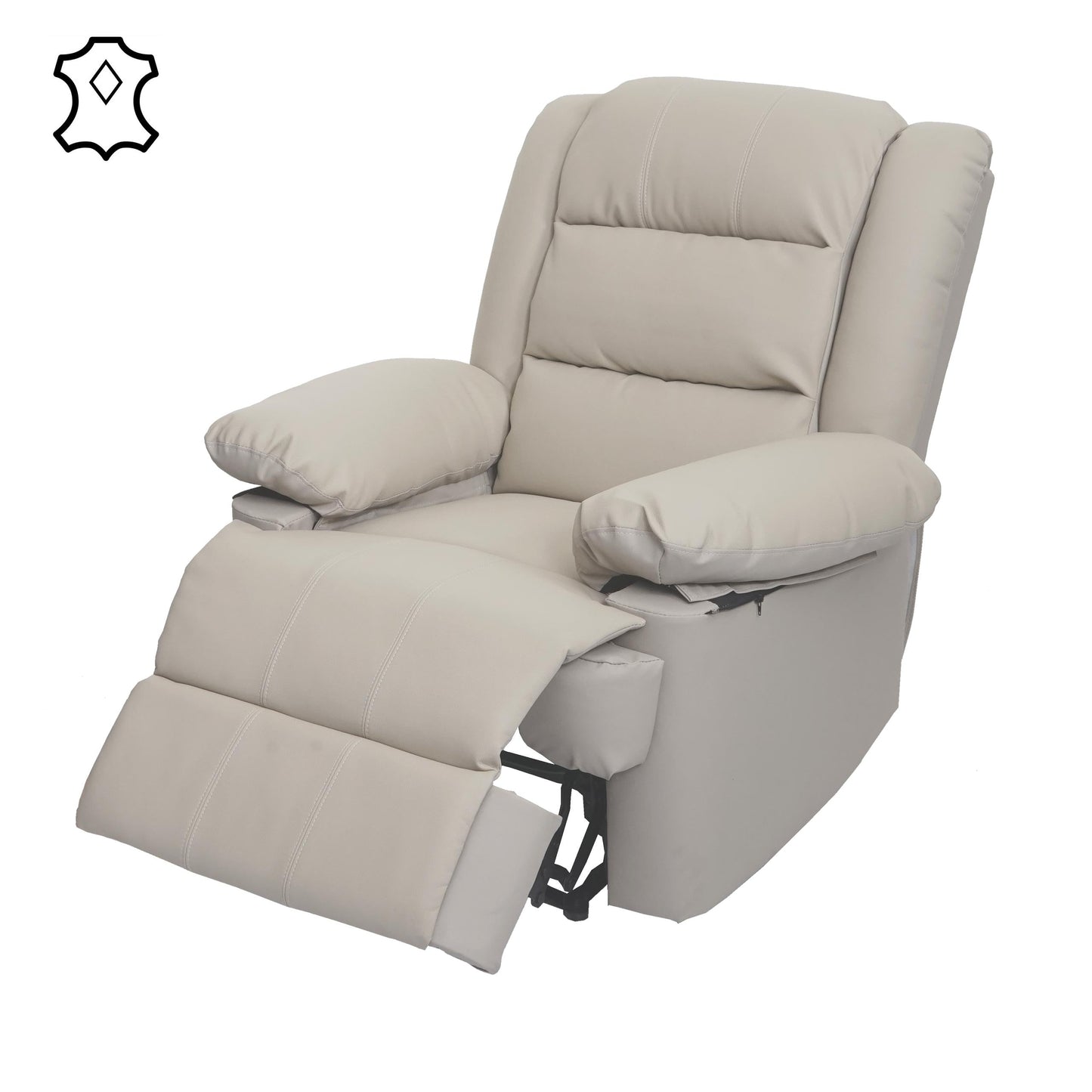 Cosmo Casa - TV-Fauteuil - Ligfunctie - Leer & Kunstleer - Crème - 101×87×100 cm