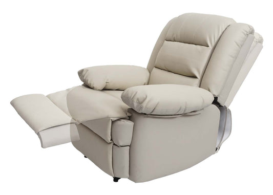Cosmo Casa - TV-Fauteuil - Ligfunctie - Leer & Kunstleer - Crème - 101×87×100 cm