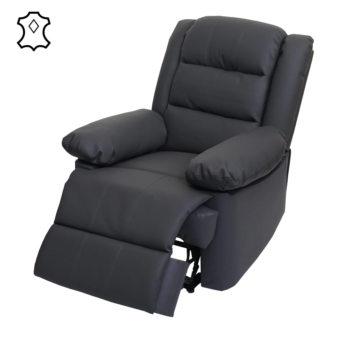 Cosmo Casa - TV-Fauteuil - Ligfunctie - Leer & Kunstleer - Grijs - 101×87×100 cm