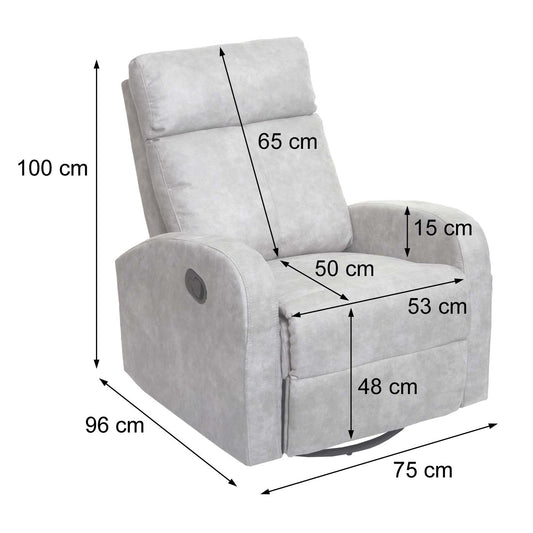 Cosmo Casa - Premium TV-Fauteuil - Schommelfunctie - Textiel - Lichtgrijs