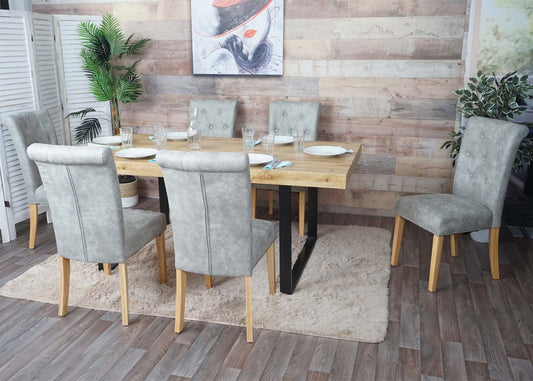 Cosmo Casa - Set van 2 Eetkamerstoelen - Klinknagels - Textiel - Lichtgrijs