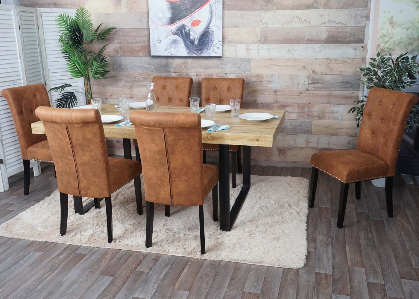 Cosmo Casa - Set van 2 Eetkamerstoelen - Klinknagels - Suède - Donkerbruin