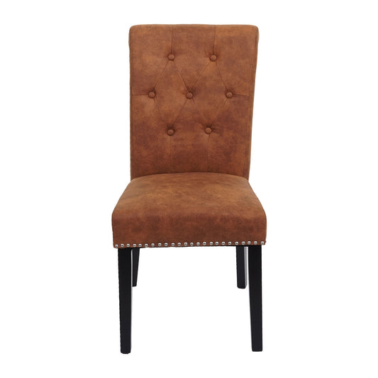 Cosmo Casa - Set van 2 Eetkamerstoelen - Klinknagels - Suède - Donkerbruin