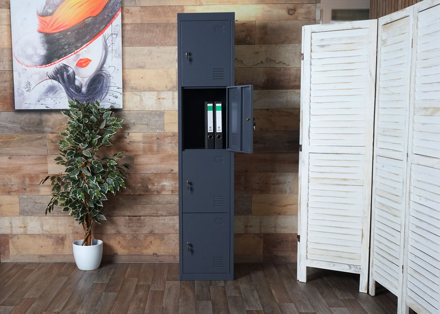 Cosmo Casa - Lockerkast - Metaal - Antraciet - 180×38×45 cm