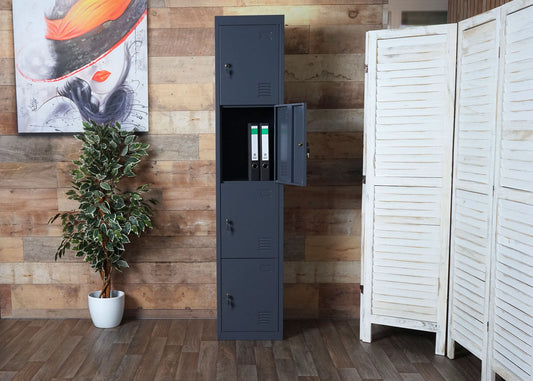 Cosmo Casa - Lockerkast - Metaal - Antraciet - 180×38×45 cm