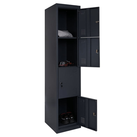 Cosmo Casa - Lockerkast - Metaal - Antraciet - 180×38×45 cm