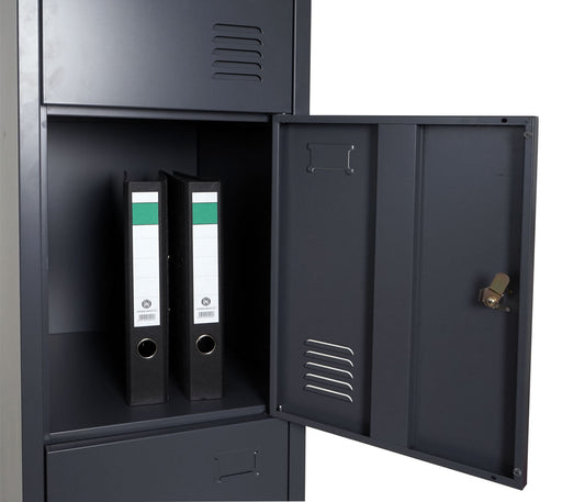 Cosmo Casa - Lockerkast - Metaal - Antraciet - 180×38×45 cm