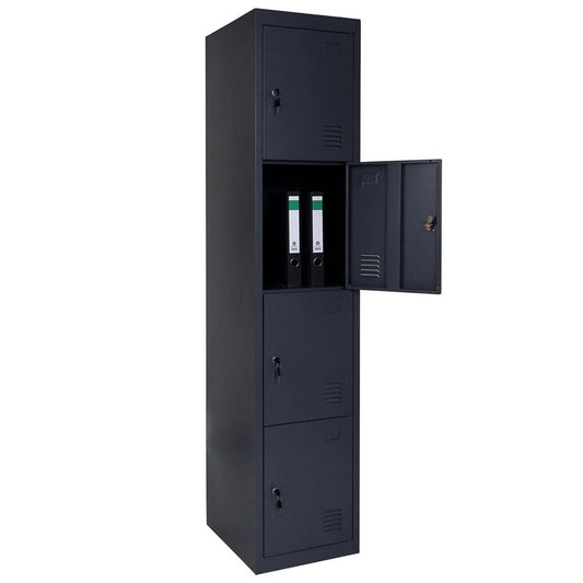 Cosmo Casa - Lockerkast - Metaal - Antraciet - 180×38×45 cm