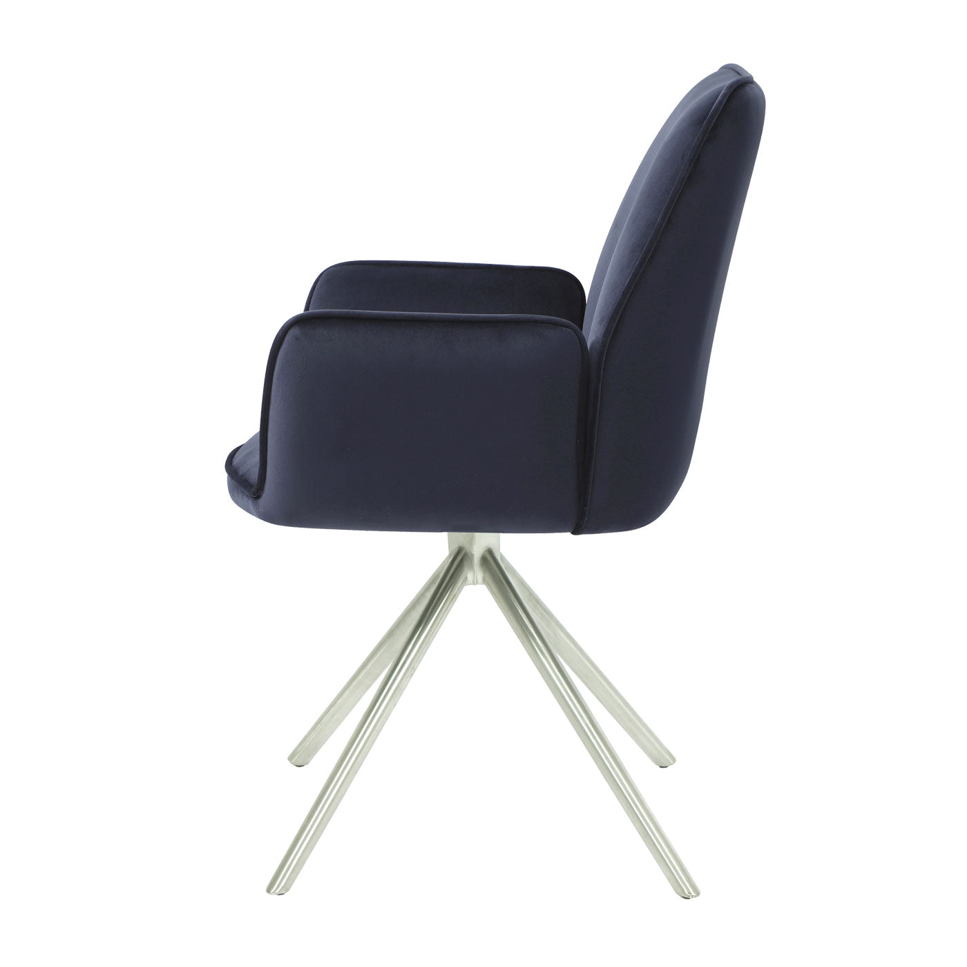 Cosmo Casa - Eetkamerstoel - Automatisch positionerend - Fluweel - Antracietblauw & RVS