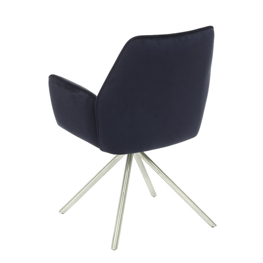 Cosmo Casa - Eetkamerstoel - Automatisch positionerend - Fluweel - Antracietblauw & RVS