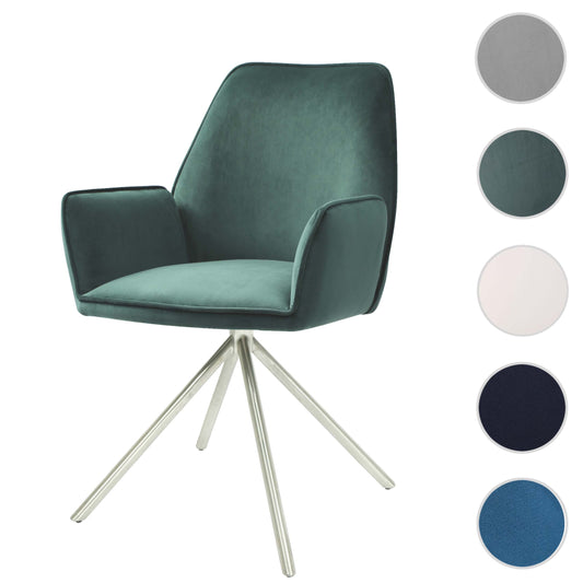 Cosmo Casa - Eetkamerstoel - Automatisch positionerend - Fluweel - Groen & RVS