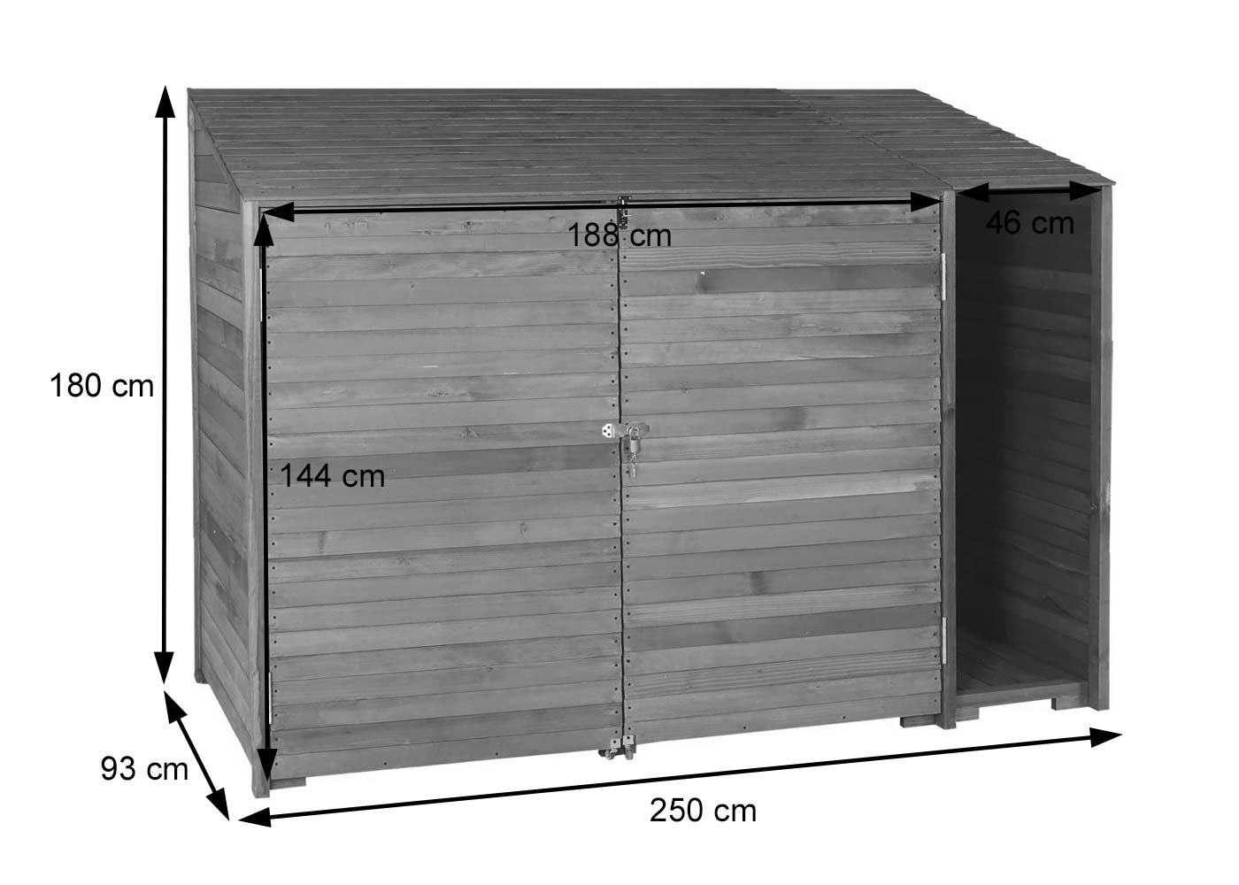 Cosmo Casa - Apparatuurloods & Apparatuurkast - Gebeitst Hout - Antracietgrijs - 180×250×93 cm