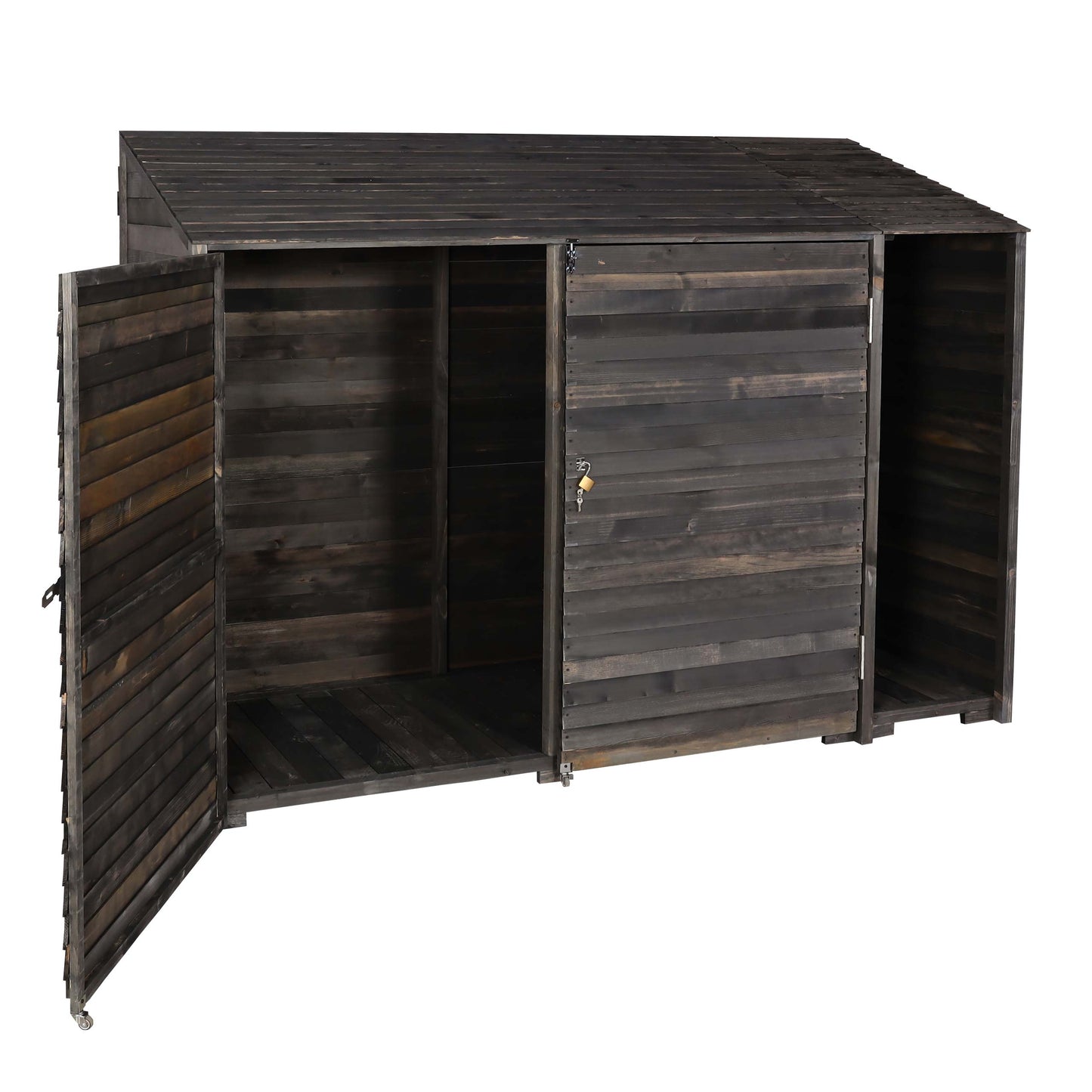 Cosmo Casa - Apparatuurloods & Apparatuurkast - Gebeitst Hout - Antracietgrijs - 180×250×93 cm