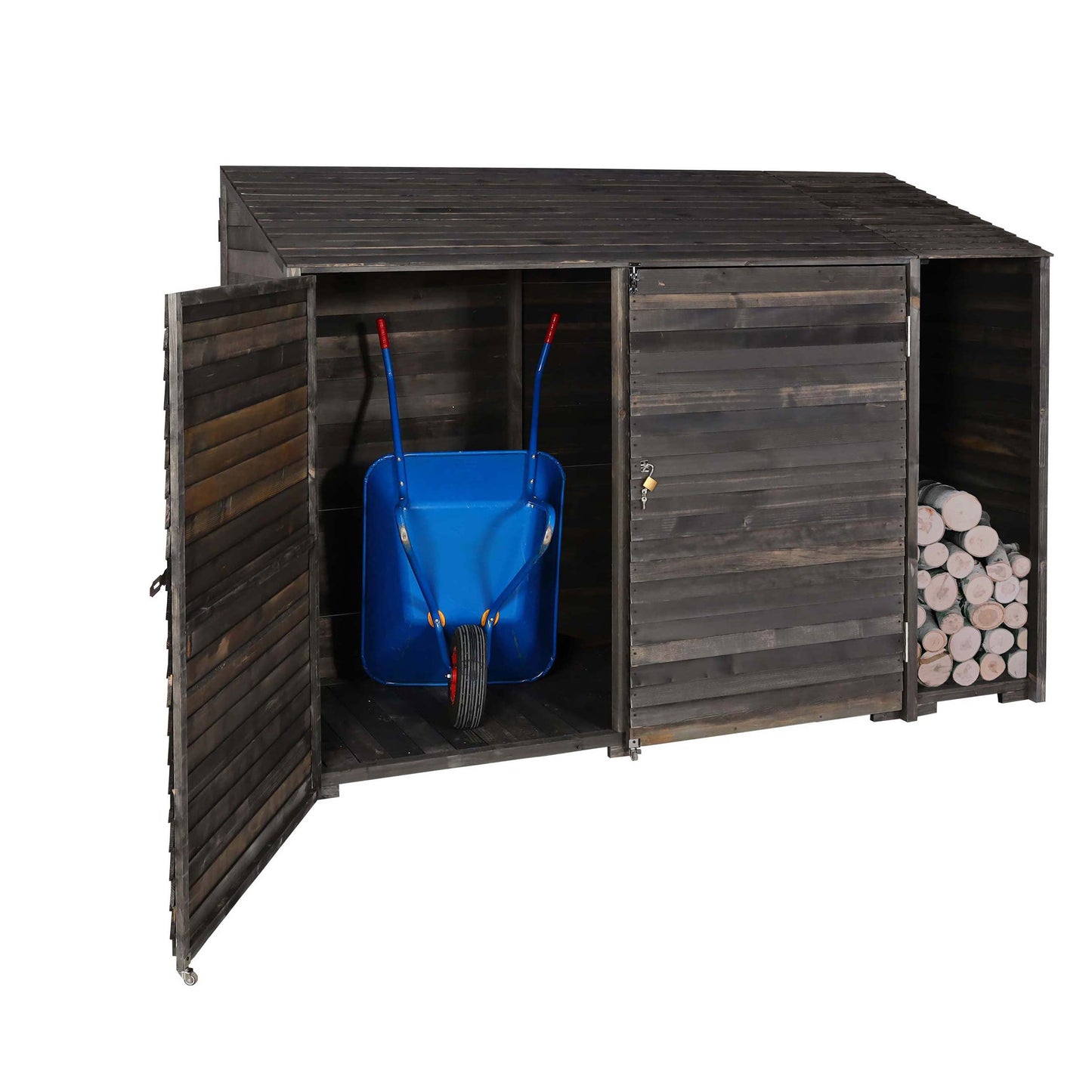 Cosmo Casa - Apparatuurloods & Apparatuurkast - Gebeitst Hout - Antracietgrijs - 180×250×93 cm