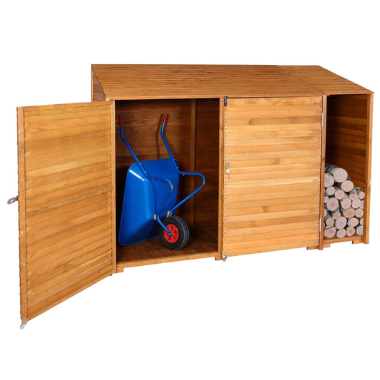 Cosmo Casa - Apparatuurloods & Apparatuurkast - Gebeitst Hout - Natuurlijke Kleur - 180×250×93 cm