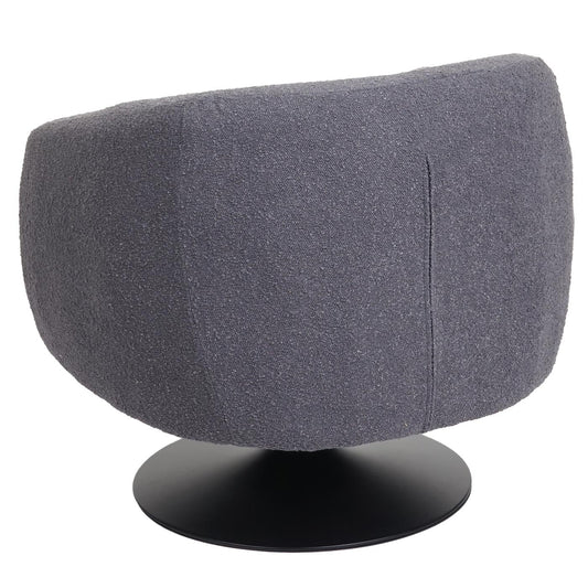 Cosmo Casa - Loungestoel - Draaibaar - Bouclé & Metaal - Donkergrijs