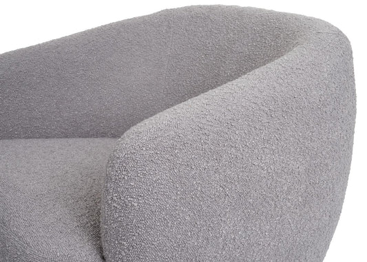 Cosmo Casa - Loungestoel - Draaibaar - Bouclé & Metaal - Lichtgrijs