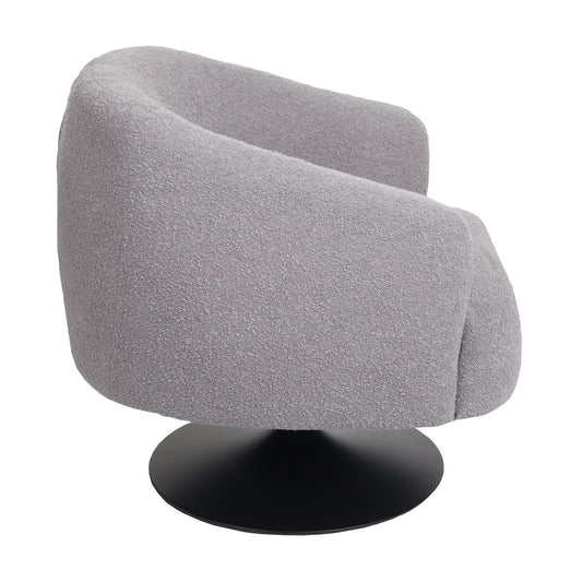 Cosmo Casa - Loungestoel - Draaibaar - Bouclé & Metaal - Lichtgrijs