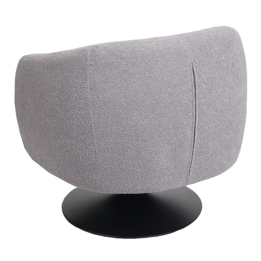 Cosmo Casa - Loungestoel - Draaibaar - Bouclé & Metaal - Lichtgrijs