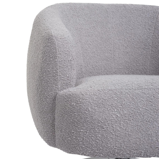Cosmo Casa - Loungestoel - Draaibaar - Bouclé & Metaal - Lichtgrijs