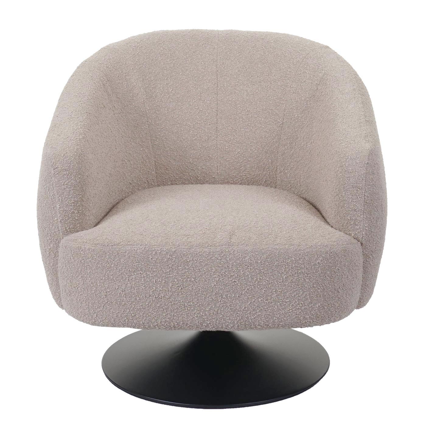 Cosmo Casa - Loungestoel - Draaibaar - Bouclé & Metaal - Crème-Beige