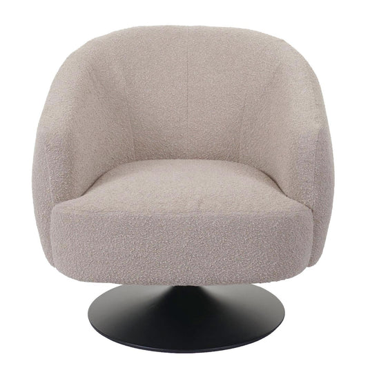 Cosmo Casa - Loungestoel - Draaibaar - Bouclé & Metaal - Crème-Beige